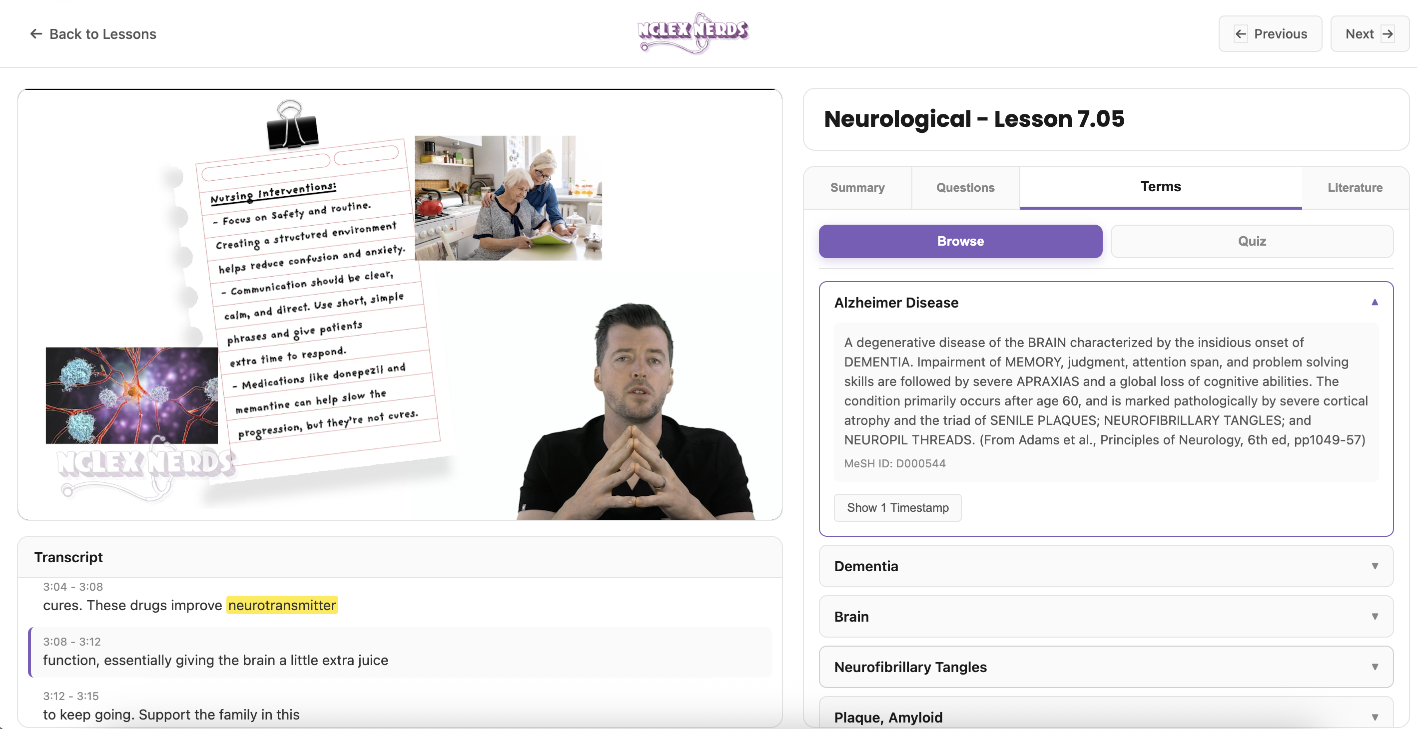 Video Lesson Page